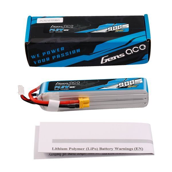 Gens ace 900mAh 14.8V 80C 4S1P Lipo акумулятор Pack with XT30 Plug ( F5J ) GEA9004S80X3_gs фото
