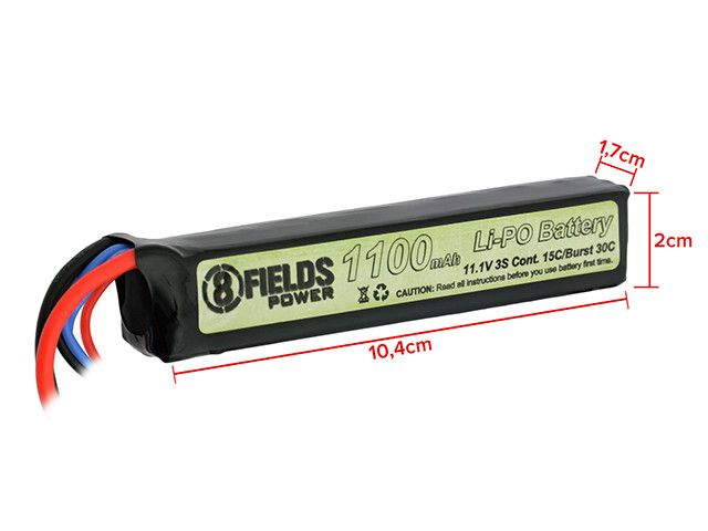 Акумулятор Li-Po 1100mAh 11,1 V 15/30C [8FIELDS] (для страйкболу) VL151111 фото