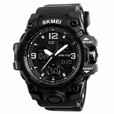 Часы спортивные Skmei 1155B, черные, в металлическом боксе 175-1154_black_bm фото