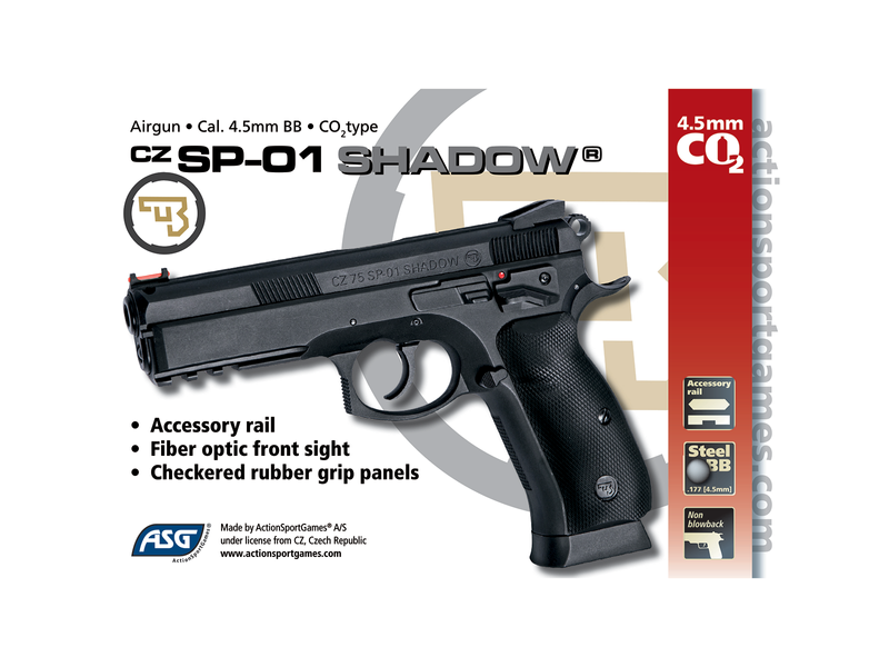 CZ SP-01 Тінь, 4.5 мм пневматична зброя, CO2, неБлоубек, BB, чорний 17526_ag фото