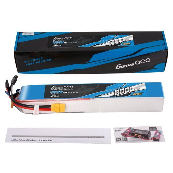 Gens Ace Sport G-Tech 6000mAh 44.4V 80C 12S1P аккумулятор Пакет с XT90 вилкой（700 Вертолет） GEA6012S80SX9GT_gs фото