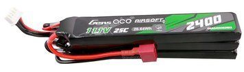 Airsoft акумулятор 3X Lipo 11.1V 25C 2400mAh 3S2P NUNCHUCK Deans T Gens ace GEA24003S25D3_ct фото