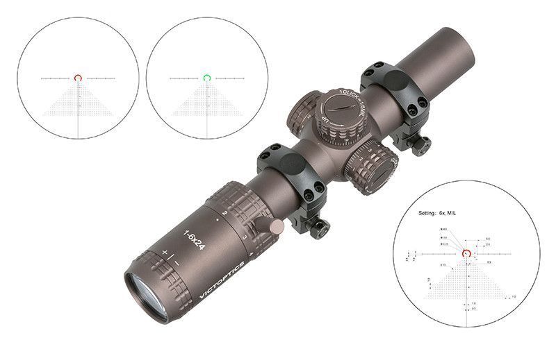 Оптичний приціл Victoptics S6 1-6x24 - COYOTE FDE [Vector Optics] (для страйкболу) OPSL23_BR фото
