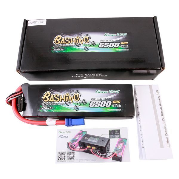 Gens ace G-Tech 6500mAh 11.1V 60C 3S Lipo акумулятор Pack with EC5-Bashing Series GEA653S60E5GT_gs фото