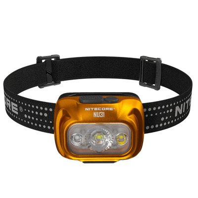 Ліхтар налобний Nitecore NU31 (Білий + Червоний LED, 550 люменів, 9 режимів, USB-C), жовтогарячий 6-1504_orange фото