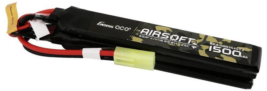 Аккумулятор LiPo 11,1V 1500mAh 25C 3S1P, Mini Tamiya [GENS ACE] (для страйкбола) GEA15003S25T3_BR фото