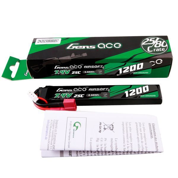 Gens Ace 25C 1200mAh 3S1P 11.1V Airsoft LiPo Battery T-Plug GEA12002S25D_gs фото