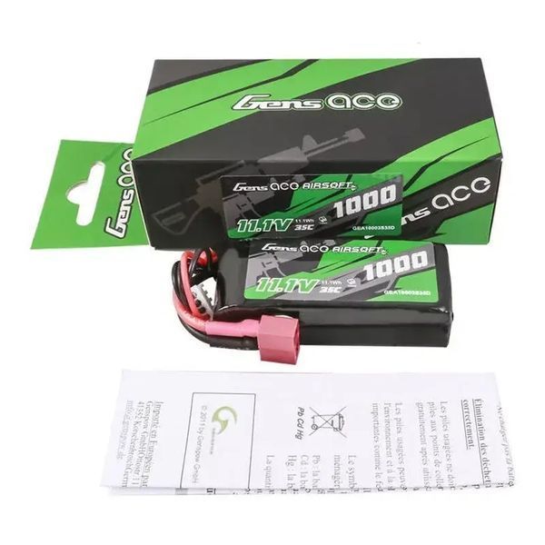 Аккумулятор Gens ace 35C 1000mAh 3S1P 11.1V LiPo для страйкбола с разъёмом T-Deans GEA10003S35D_BR фото