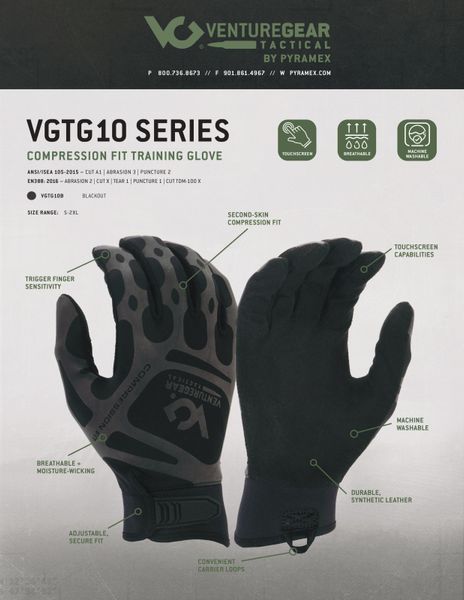 Тактичні рукавиці Venture Gear Tactical VGTG10 Compression Fit, чорні, розмір S (7) VGTG10BS фото