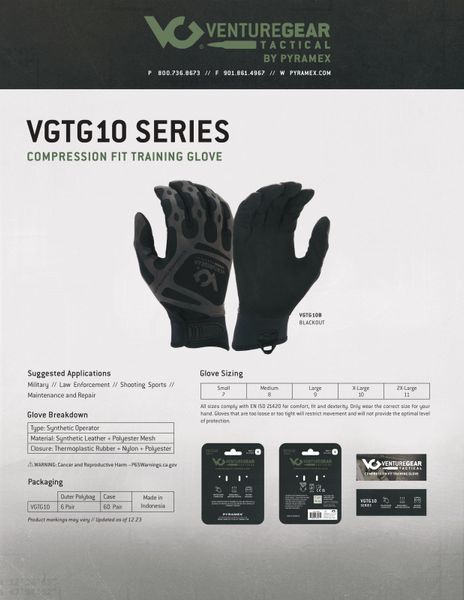 Тактичні рукавиці Venture Gear Tactical VGTG10 Compression Fit, чорні, розмір S (7) VGTG10BS фото