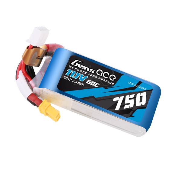 GENS ACE 750MAH 11.1V 60C 3S1P LIPO аккумулятор PACK WITH XT30 GEA7503S60X3_gs фото