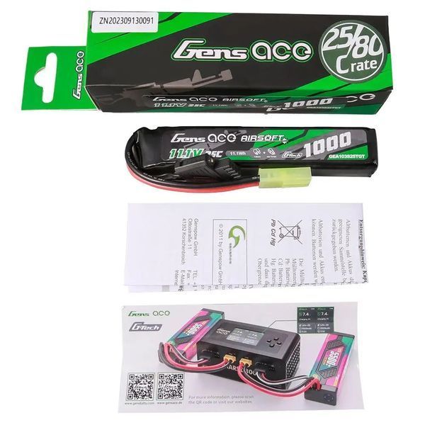 Аккумулятор Li-Po Gens Ace G-Tech 1000 mAh 11.1V 25C Tamiya GEA103S25TGT_BR фото