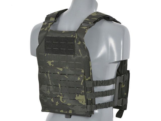 Штурмовая плитоноска Laser-Cut "Buckle Up" с подсумоком под магазины AR15/AK - Черный Мультикам / MB [8Fields] M51611072-MB_tw фото
