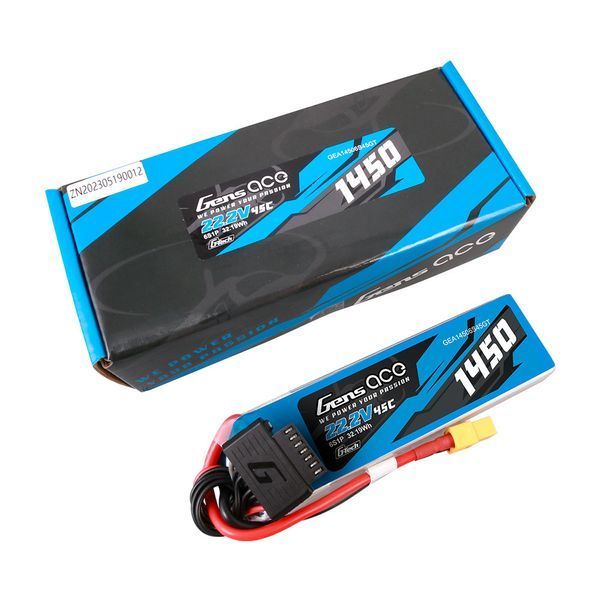 Gens Ace G-Tech 1450mAh 22.2V 45C 6S1P Lipo аккумулятор Пакет с XT60 вилкой GEA14506S45GT_gs фото