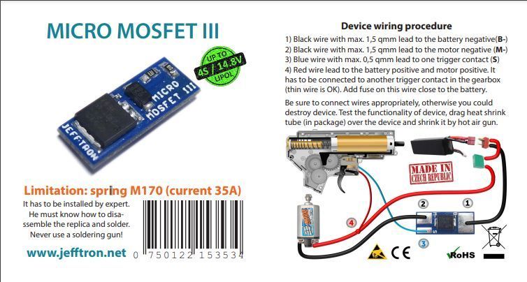 Электронный спуск (Mosfet) JeffTron Micro III (для страйкбола) JEF-08-020989 фото