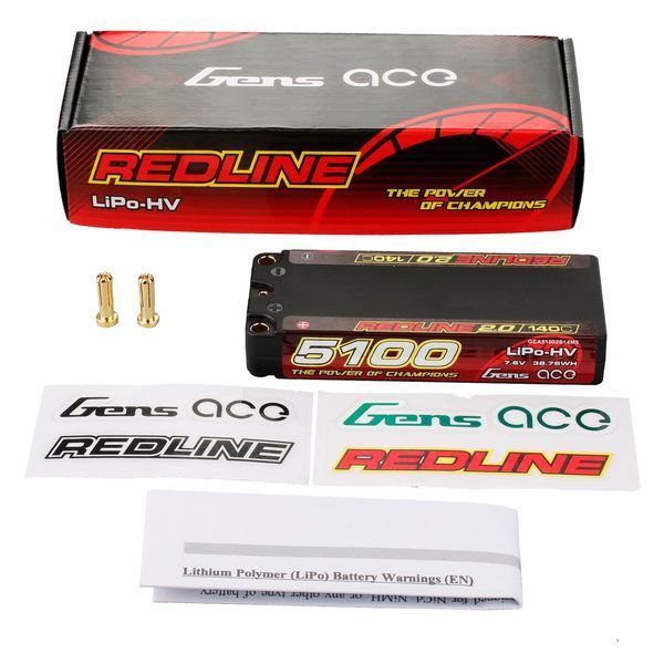Gens ace Redline 2.0 Серия 5100mAh 2S 7.6V 140C HardCase 134# HV Lipo аккумулятор GEA51002S14M5_gs фото