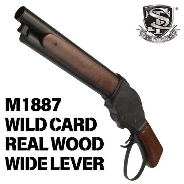 Дробовик 6mmProShop M1887 Terminator by S&T газовый, Wild Card / Wide Lever &mdash; чёрный/дерево 34134_evk фото