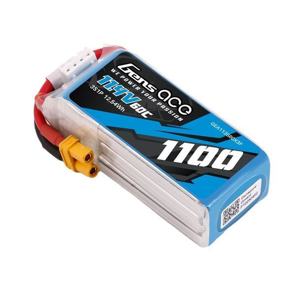 Gens ace 1100mAh 11.4V 60C 3S1P Lipo акумулятор Пакет із XT30-plug GEA113S60X3F_gs фото