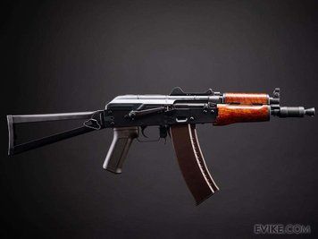Автомат CYMA Platinum AK74U AEG зі штампованої сталі зі сталевим складаним прикладом і дерев'яною фурнітурою 115955_evk фото