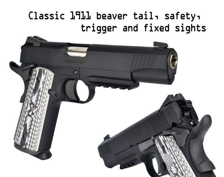 Пістолет Colt 1911 Combat Unit T8 GBB газобластер CO2 для страйкболу &mdash; чорний 124332_evk фото