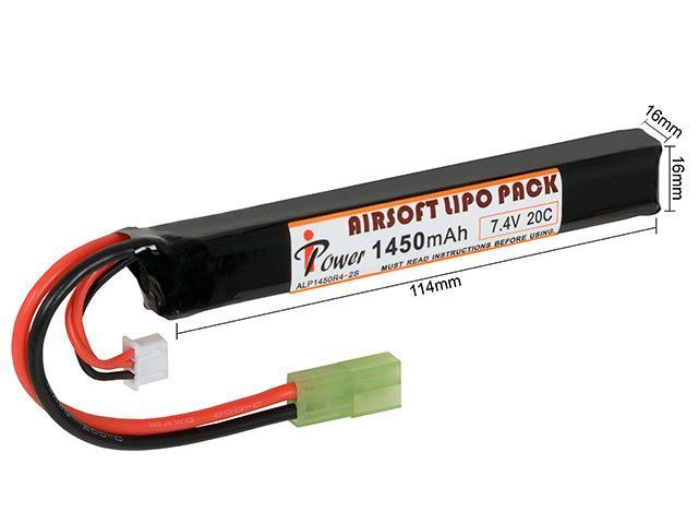 Аккумулятор Li-Po 1450mAh 7.4V 20C -Stick [IPower] (для страйкбола) ALP1450R4-2S-S фото