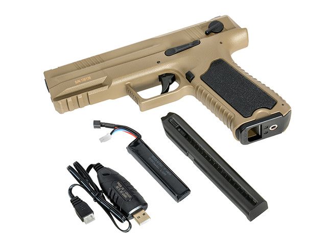 Пістолет Cyma Glock 18 custom AEP CM.127S Mosfet Edition - TAN [CYMA] (для страйкболу) FB4090 фото