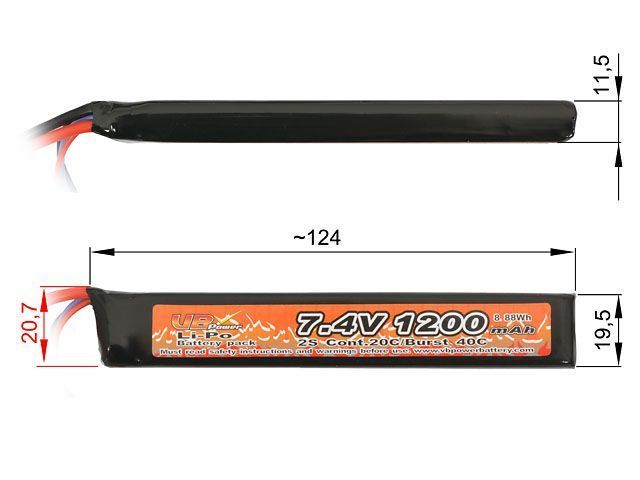 Battery Li-Po 1200mAh 7,4V 20/40C [VB] VL201274_tw фото