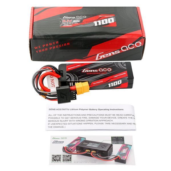 Gens ace G-Tech 1100mAh 11.1V 3S1P 60C GRP-76 Hardcase Lipo акумулятор Pack with XT60 Plug GEA113S60X6GT_gs фото