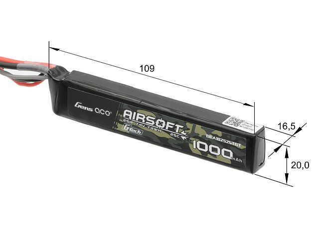 Акумулятор для страйкболу Gens Ace G-Tech 25C 1000mAh 2S1P 7.4V LiPo Tamiya GEA102S25TGT_tw фото