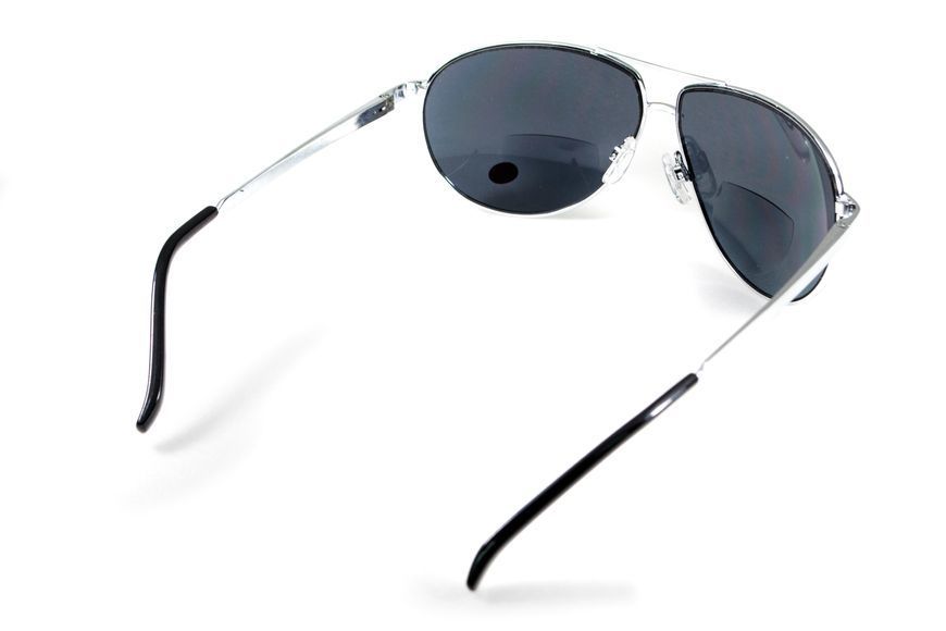 Окуляри біфокальні (захисні) Global Vision Aviator Bifocal (+3.0) (gray), чорні біфокальні лінзи в металевій оправі 1АВИБИФ-Д3.0 фото