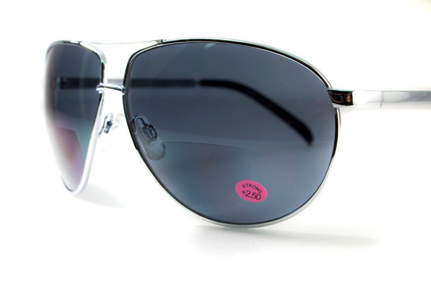 Окуляри біфокальні (захисні) Global Vision Aviator Bifocal (+3.0) (gray), чорні біфокальні лінзи в металевій оправі 1АВИБИФ-Д3.0 фото