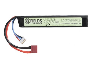 Аккумулятор Li-Po 1300mAh 11,1V 15/30C -T-CONNECTOR [8FIELDS] (для страйкбола) VL151311TC фото