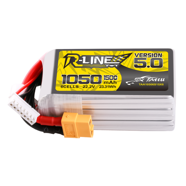 Версия Tattu R-Line 5.0 1050mAh 22.2V 6S 150C Lipo аккумулятор Пакет с XT60 вилкой TAA10506S15X6_gs фото