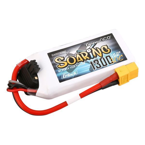 Gens ace G-Tech Soaring 1300mAh 7.4V 30C 2S1P Lipo акумулятор Pack with XT60 plug GEA132S30X6GT_gs фото
