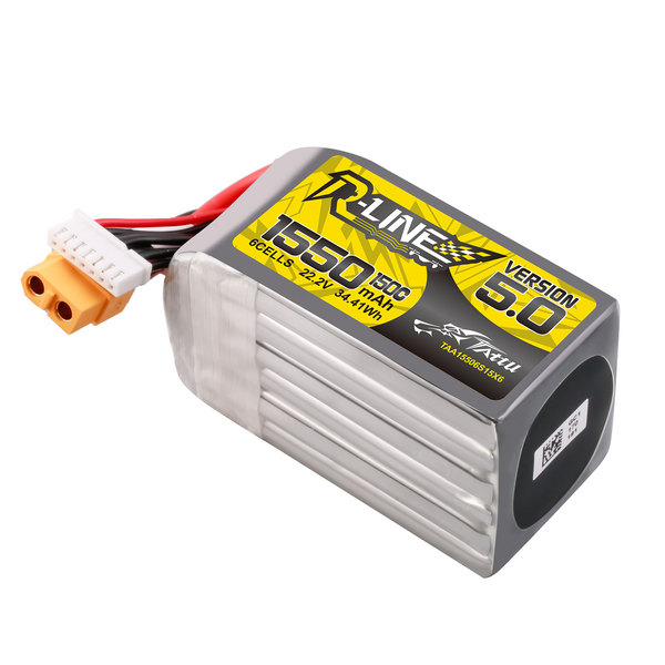 Версия Tattu R-Line 5.0 1550mAh 22.2V 150C 6S Lipo аккумулятор Упаковка с XT60 вилкой TAA15506S15X6_gs фото
