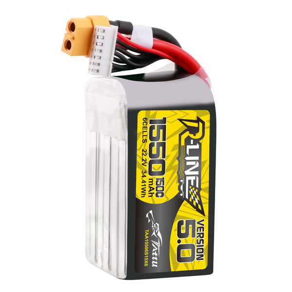 Версия Tattu R-Line 5.0 1550mAh 22.2V 150C 6S Lipo аккумулятор Упаковка с XT60 вилкой TAA15506S15X6_gs фото
