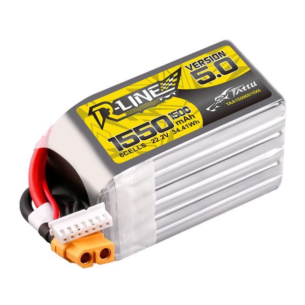 Версия Tattu R-Line 5.0 1550mAh 22.2V 150C 6S Lipo аккумулятор Упаковка с XT60 вилкой TAA15506S15X6_gs фото