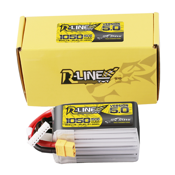 Версія Tattu R-Line 5.0 1050mAh 29.6V 8S 150C Lipo акумулятор Pack with XT60 Plug TAA10508S15X6_gs фото