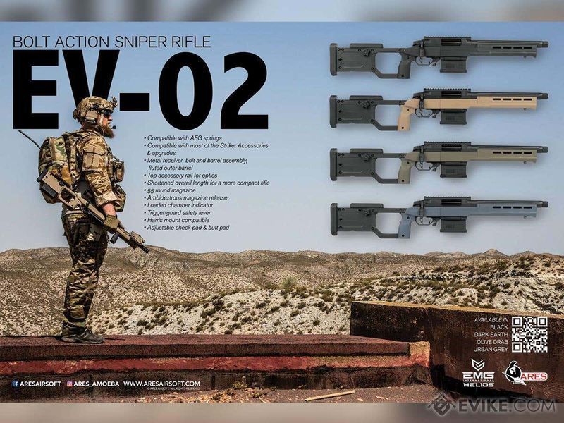 Снайперская винтовка EMG Helios EV02 Compact Bolt Action by ARES &mdash; оливковый 100089_evk фото