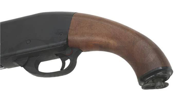 Дробовик S&T M870 Type цельнометаллический тренировочный на пружине для страйкбола &mdash; короткий ствол / чёрный / деревянные накладки 53542_evk фото