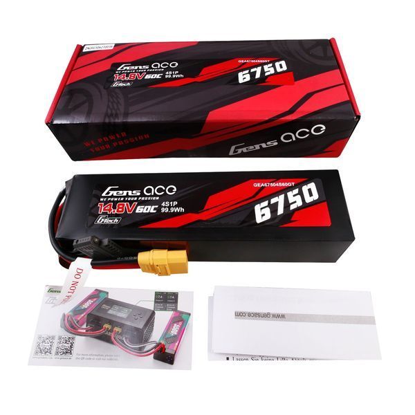 Gens ace G-Tech 6750mAh 14.8V 60C 4S1P Lipo аккумулятор со штекером XT90 GEA67504S60GT_gs фото