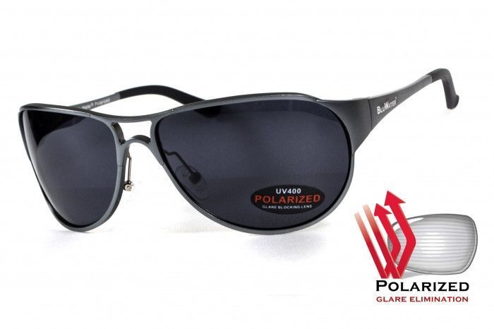 Очки поляризационные BluWater Alumination-3 Gun Metal Polarized (gray) черные в темной оправе 4АЛЮМ3-Г20П фото