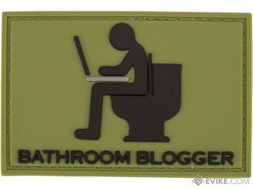 Нашивка PVC 2"x3" "Bathroom Blogger" &mdash; чёрный/Olive Drab &mdash; Evike 78256_evk фото