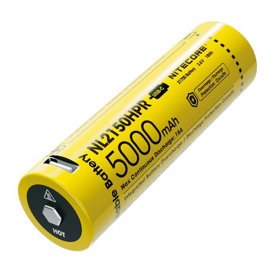 Акумулятор літієвий Li-Ion 21700i Nitecore NL2150HPR 3.6 V (5000mAh, USB Type-C), захищений 6-1379_50_HPR фото