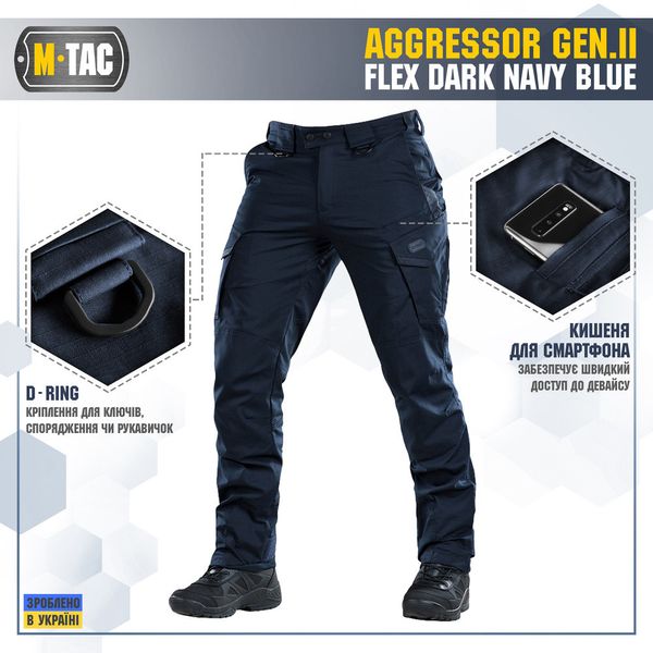 Тактичні штани M-Tac Aggressor GEN.II Flex Dark Navy Blue Size 30/32 16855-30/32 фото